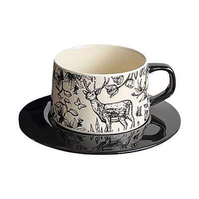 法式高颜值麋鹿咖啡杯碟