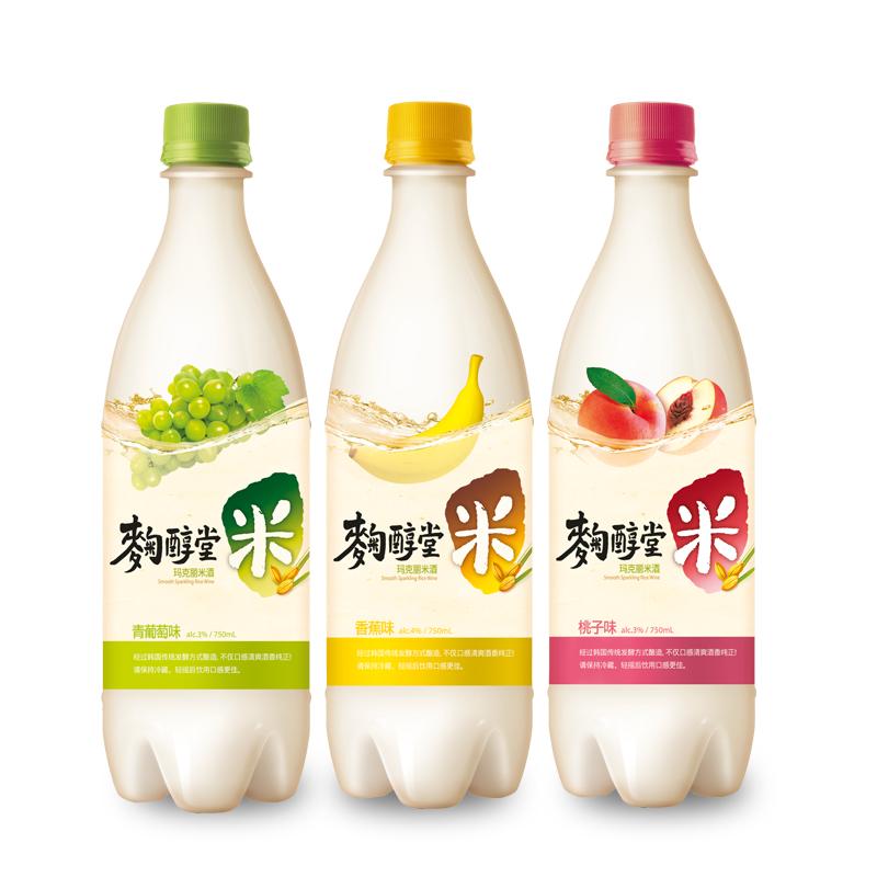 韩国米酒麴醇堂水蜜桃玛克丽瓶装少女甜酒果味低度气泡酒微醺果酒