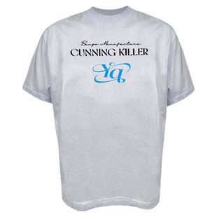 YUANQ狡猾杀手美式短袖小领口重磅百搭休闲复古小众原创宽松短袖