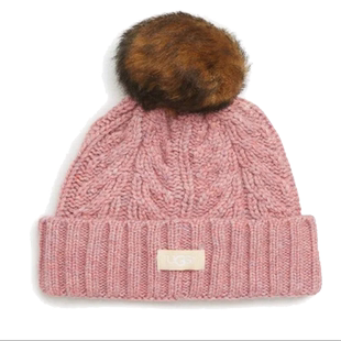 UGG帽子女士针织帽毛线帽毛球纯色气质百搭冬季正品JX20105201