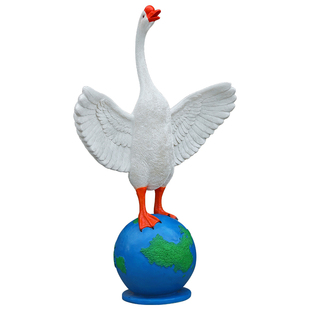 户外仿真大白鹅雕塑创意玻璃钢鸭子餐饮店铺迎宾吉祥物装饰大摆件