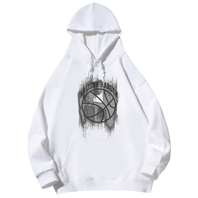 涂鸦篮球嘻哈重磅银狐绒卫衣外套