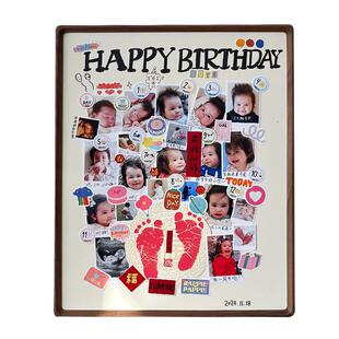 宝宝周岁手足印相框 DIY照片实木仪式感摆台 满月百天纪念