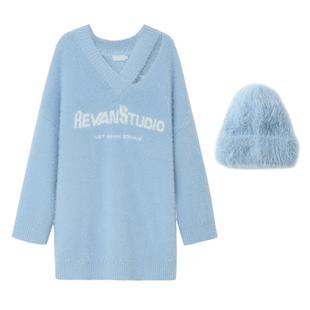 REVAN芮范设计师款甜酷风奶乖毛织连衣裙RN91103122