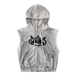 badblood美式复古做旧连帽卫衣马甲男女同款宽松休闲百搭无袖上衣