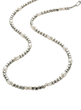 [新品]RSNY淡水巴洛克珍珠项链通勤锁骨链奶白珠光亮银色简约精致