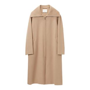 OVV秋冬热卖女装正反面异色翻领廓形版双面呢长款大衣