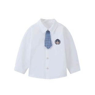 [怪兽学院]齐齐熊宝宝格子衬衫男童春装外套2026新款儿童纯棉衬衣