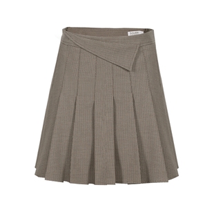 D-HARRY/迪哈利咖色格纹百褶裙女短款五分裙半身裙子DH231M95867D