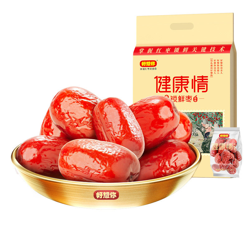 特级健康情锁鲜红枣1000g礼袋