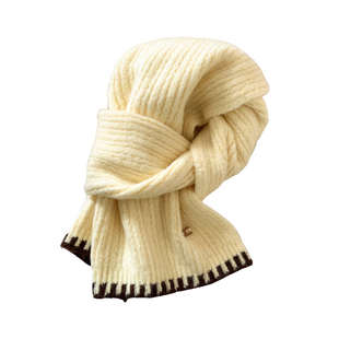 软糯黄色针织毛线围巾女秋冬韩系氛围感加厚保暖防寒护颈学生围脖