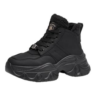 KISSKITTY冬季新款高帮老爹鞋厚底增高保暖绒里短靴女SA54719-61