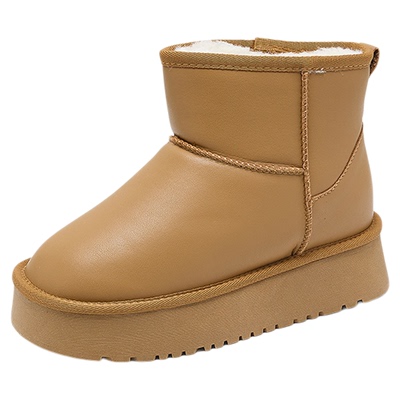 厚底8CM雪地靴女靴2025年冬季新款加绒加厚保暖厚底圆头短筒棉鞋