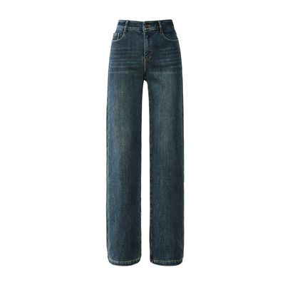 逸阳高腰加绒修身显瘦长直筒裤