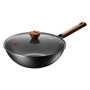 中康大肚锅无涂层精铁锅家用炒菜锅旗舰店正品小铁锅电磁炉燃气灶