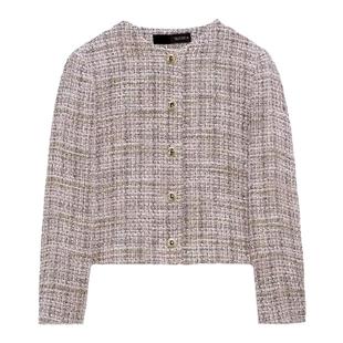 2433/815 新款女装 排扣饰圆领长袖纹理西装外套 2433815 330