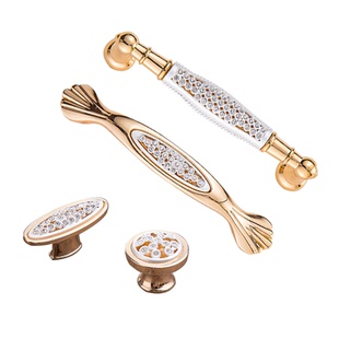 欧式单孔酒柜衣柜拉手现代简约抽屉橱柜门拉手镶钻田园柜子门把手