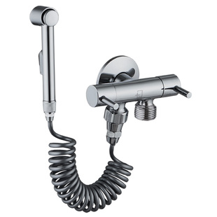 潜水艇马桶一进二出角阀带喷枪双控开关三通带止回分水阀冲洗喷枪