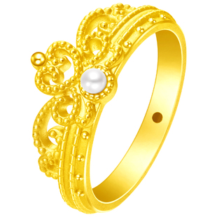 周大福SOINLOVE 圆舞曲皇冠黄金珍珠戒指VR1084生日礼物