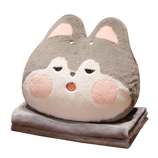 冬季加厚抱枕被子两用车用毛毯办公室午睡抱枕二合一学生暖手宿舍