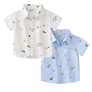 男童短袖衬衫2026夏季新款儿童宝宝休闲纯棉薄款半袖衬衣上衣洋气