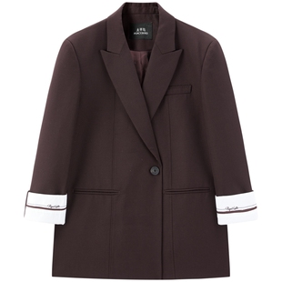 【商场同款】太平鸟黑金西装25新款无花果紫西装外套女A1BAF3519