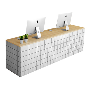 简约吧台收银台北欧风前台接待台服装店美容院柜台烤漆转角办公桌