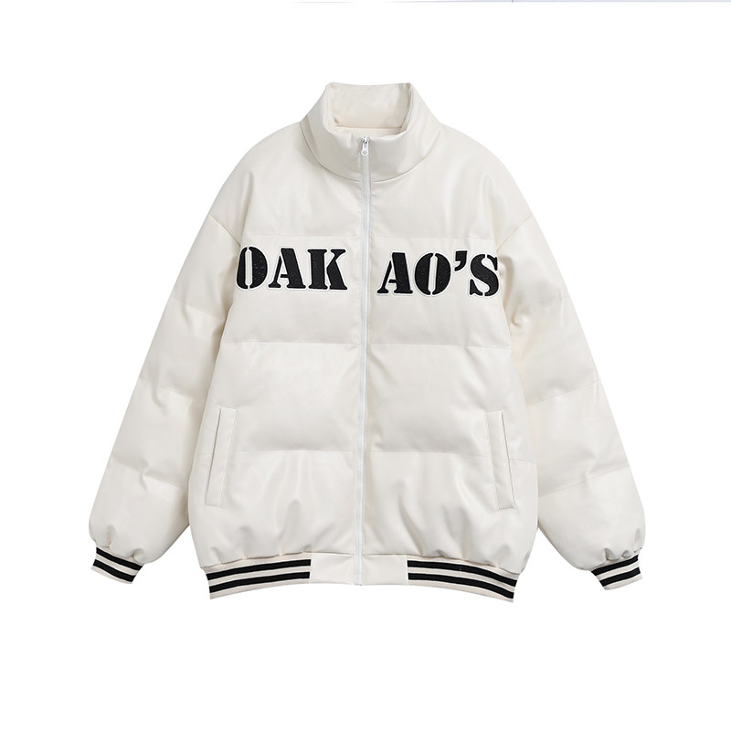 【OAKAO官方店】 棒球PU加厚棉服嘻哈宽松大衣棉衣外套男女同款潮
