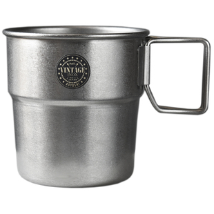 日本青芳进口不锈钢迷你小号马克杯日式水杯子复古露营折叠咖啡杯