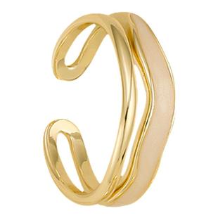 时尚个性白贝母双层开口戒指女ins小众设计感食指戒轻奢高级指环