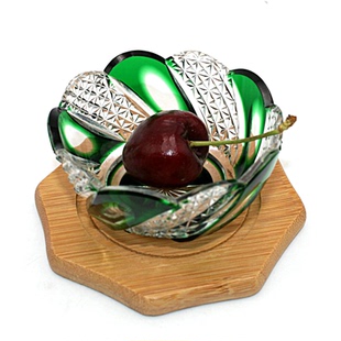 日式调味盘蘸酱蝶调料碗水晶玻璃手工雕刻日本江户切子家用装饰品