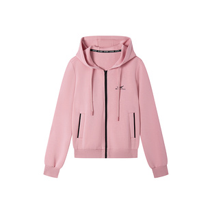 XII BASKET十二篮冬款瑰影粉松弛时尚百搭简约宽松连帽卫衣外套女