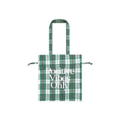 talktokey圣诞格纹抽绳帆布包