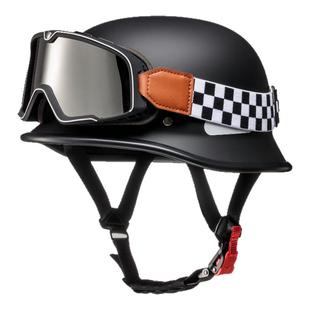 新国标3C认证复古摩托车头盔瓢盔德式钢盔帽大兵盔机车巡航半盔