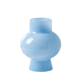 法式中古花瓶玻璃清新蓝色高级感插鲜花器简约桌面摆件居家装饰品