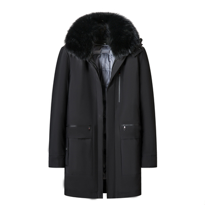 花花公子可脱卸内胆中长款羽绒服