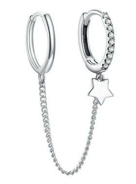 原创星语纯银单只双耳洞