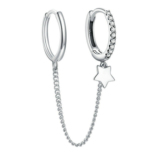 HFGT原创星语者S925纯银耳钉单只 时髦双耳洞设计耳环耳饰