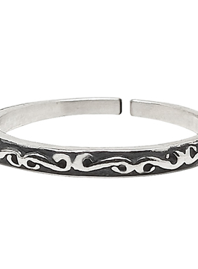 s925纯银欧美复古花纹个性戒指