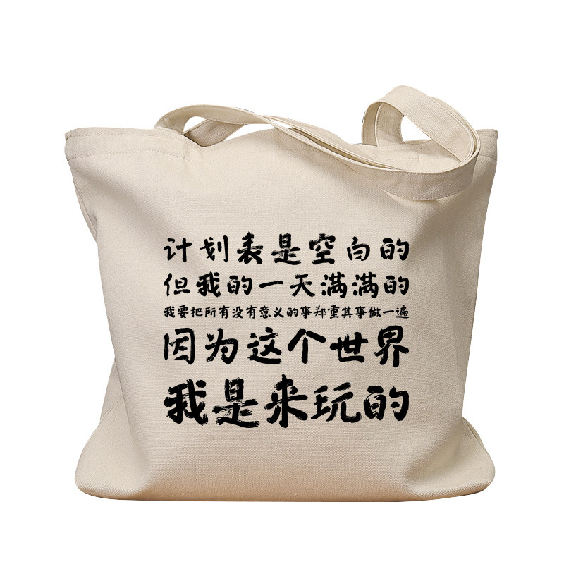 因为这个世界我是来玩的手提帆包