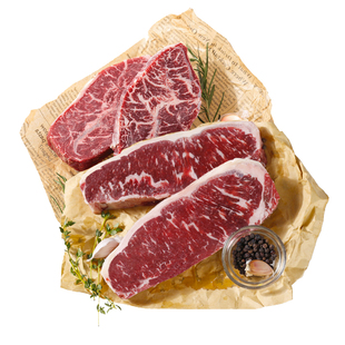 肉管家原切M2+级谷饲西冷Choice级谷饲板腱牛排1200g冷冻生鲜牛扒