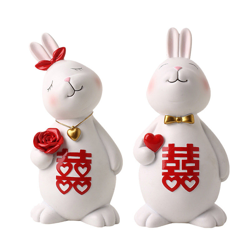结婚情侣兔子摆件送新人礼物礼品