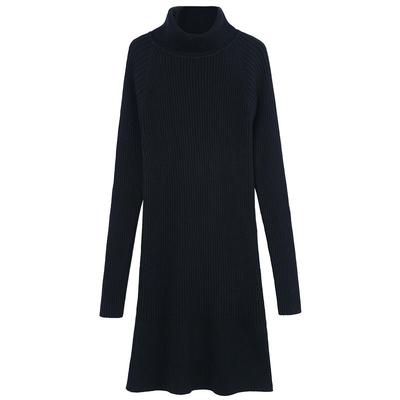 中长款针织连衣裙秋冬打底毛衣裙