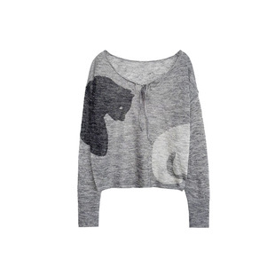 【正品现货】DEMODEMODE 25秋冬 抽象猫咪图案马海毛套头针织衫