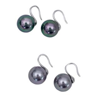 大溪地孔雀绿珍珠耳钩高跟鞋款经典无耳洞耳夹通体s925纯银拉贡