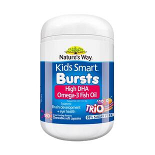 Nature's Way佳思敏三色鱼油胶囊儿童DHA无腥水果味青少年180粒