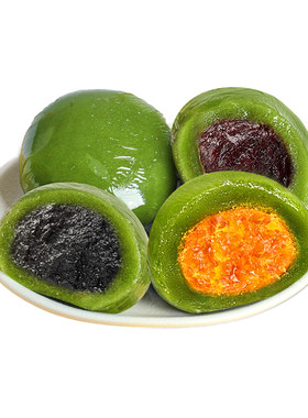 口水娃青团糕点豆沙芝麻清明节艾草青团即食网红零食传统点心美食