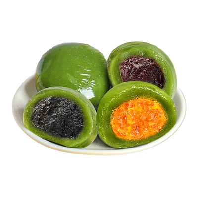 口水娃青团糕点豆沙芝麻清明节艾草青团即食网红零食传统点心美食
