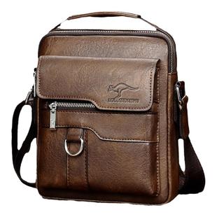 LOCOER男包真皮质感单肩包男商务男士手提包斜挎包休闲竖款小背