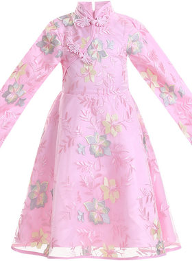 女童秋冬季加厚旗袍唐装拜年服